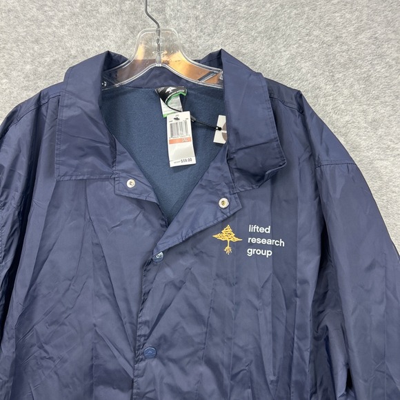 Lifted Research Group LRG Jacket Mens XXXL Navy Blue Windbreaker Snap Button NEW - Picture 3 of 9